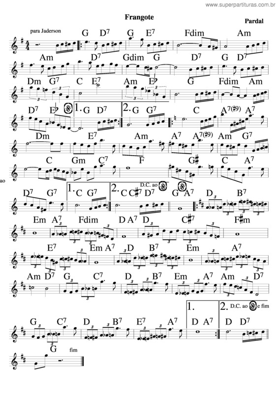 Partitura da música Frangote