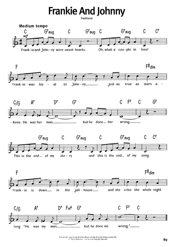 Partitura da música Frankie And Johnny v.2