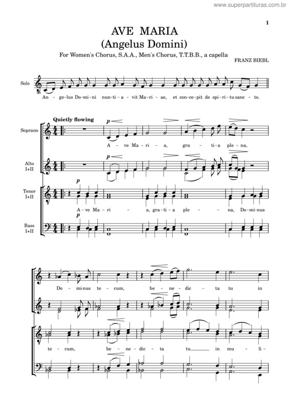 Partitura da música Franz Biebl – Ave Maria Saa/Ttbb
