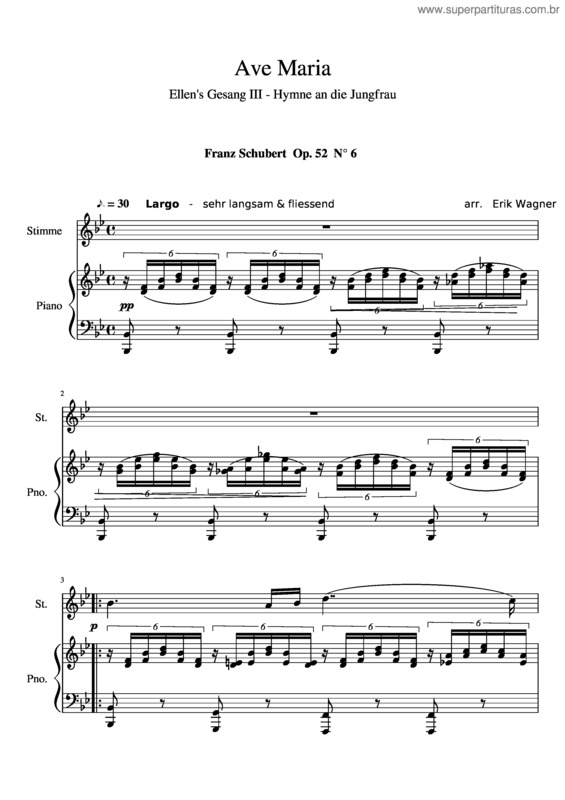 Partitura da música Franz Schubert – Ave Maria Op 52 N° 6
