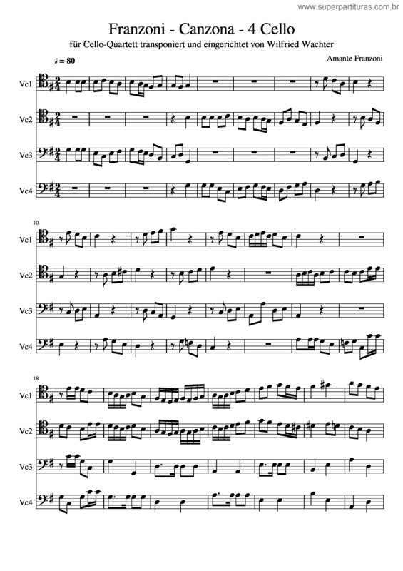 Partitura da música Franzoni – Canzona – 4 Cello