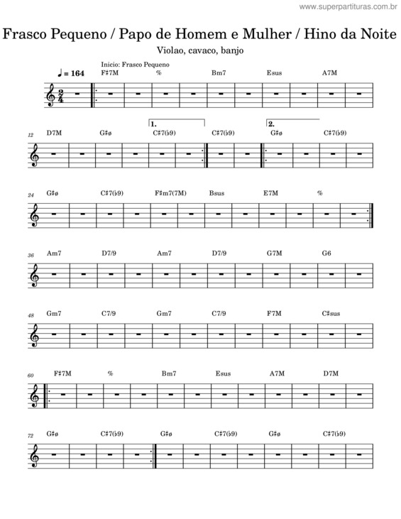 Partitura da música Frasco Pequeno / Papo De Homem E Mulher / Hino Da Noite