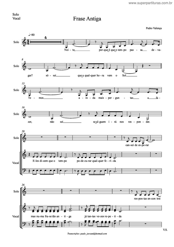 Partitura da música Frase Antiga