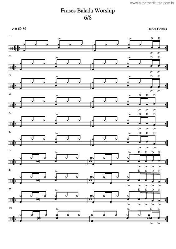Partitura da música Frases De Balada Worship Em 6 v.2