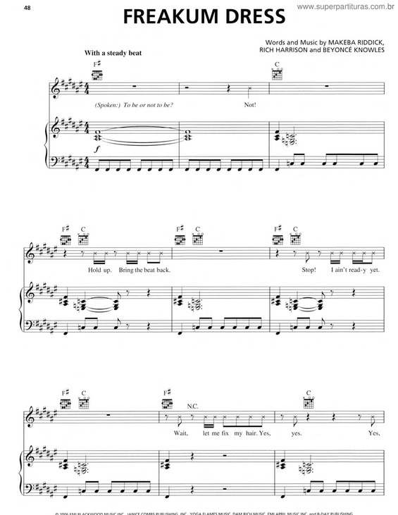 Partitura da música Freakum Dress