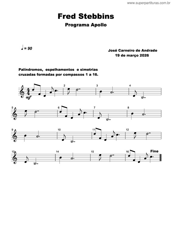 Partitura da música Fred Stebbins