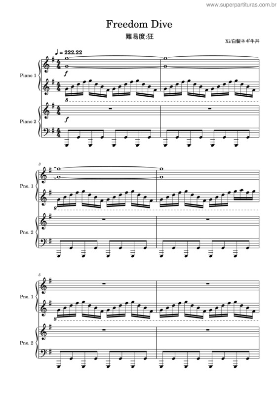 Partitura da música Freedom Dive – Amosdoll Music Fd