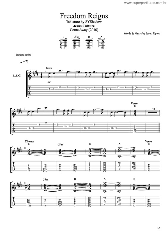 Partitura da música Freedom Reigns