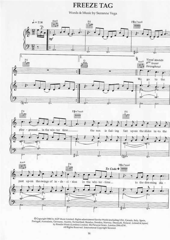 Partitura da música Freeze Tag