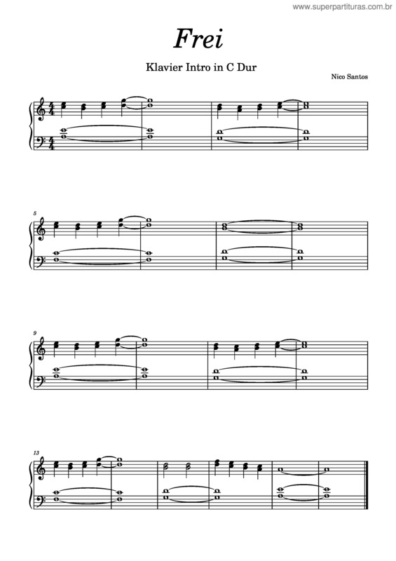 Partitura da música Frei – Nico Santos – Klavierintro Super Easy In C Dur