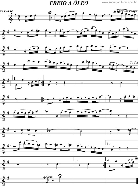 Partitura da música Freio A Óleo