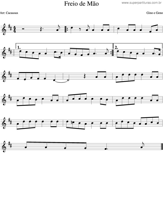 Partitura da música Freio De Mão