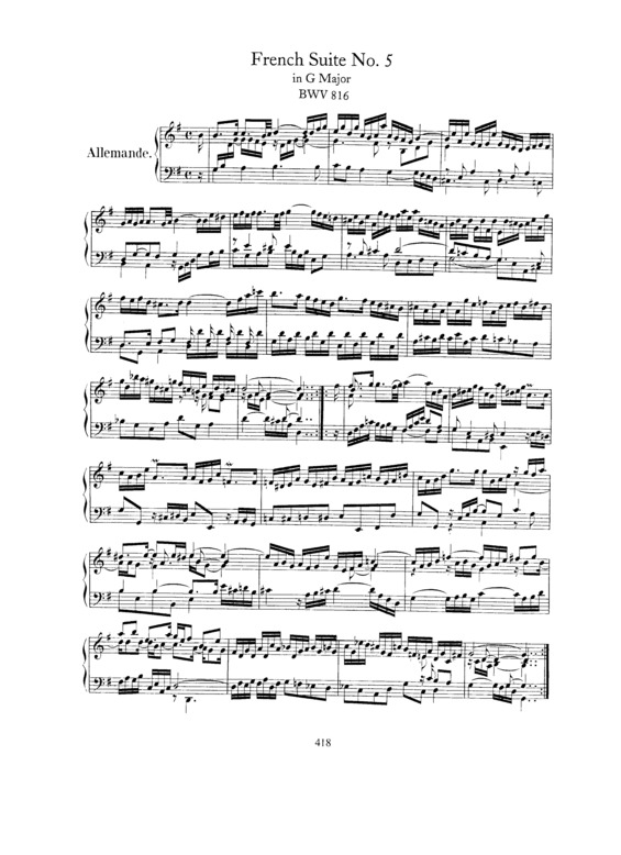 Partitura da música French Suite No. 5