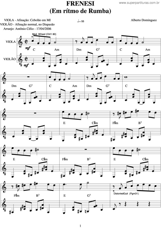Partitura da música Frenesi v.2