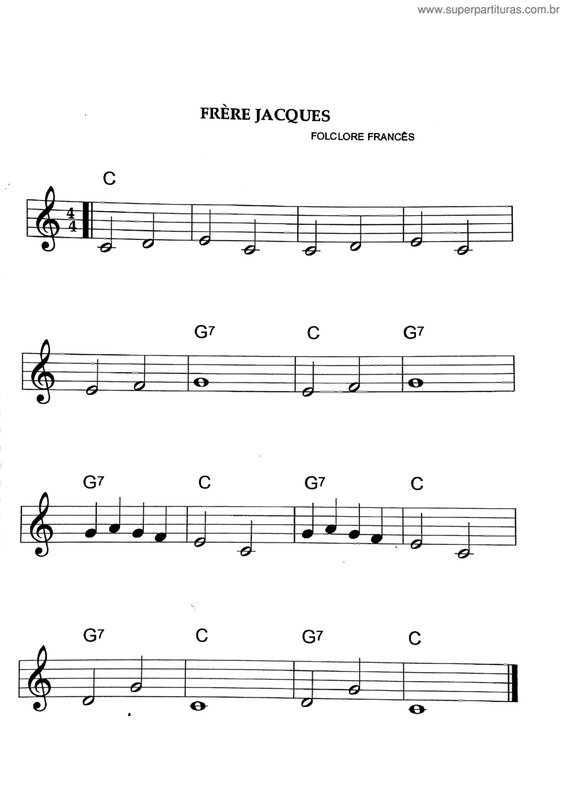 Partitura da música Frère Jacques v.4