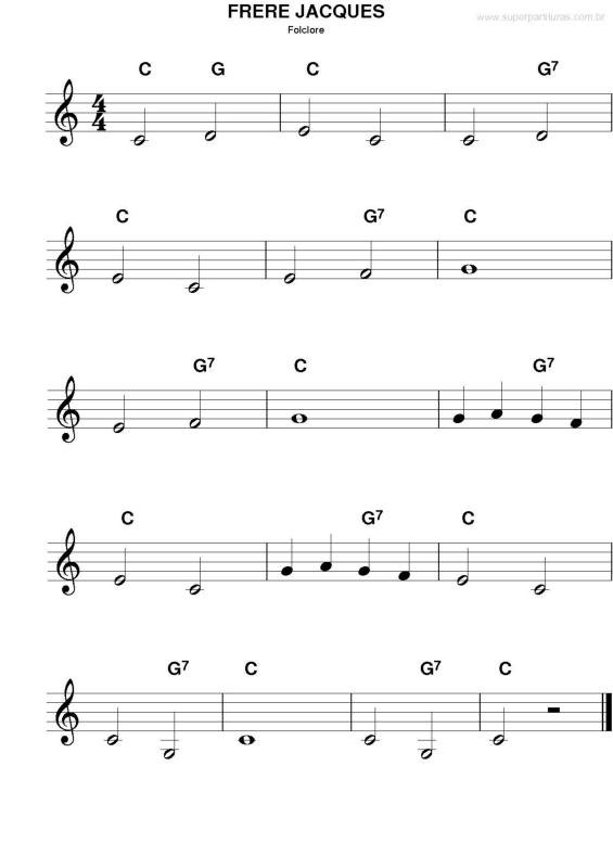 Partitura da música Frere jacques