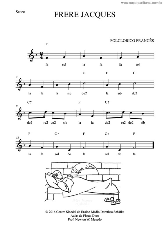 Partitura da música Freres Jacques