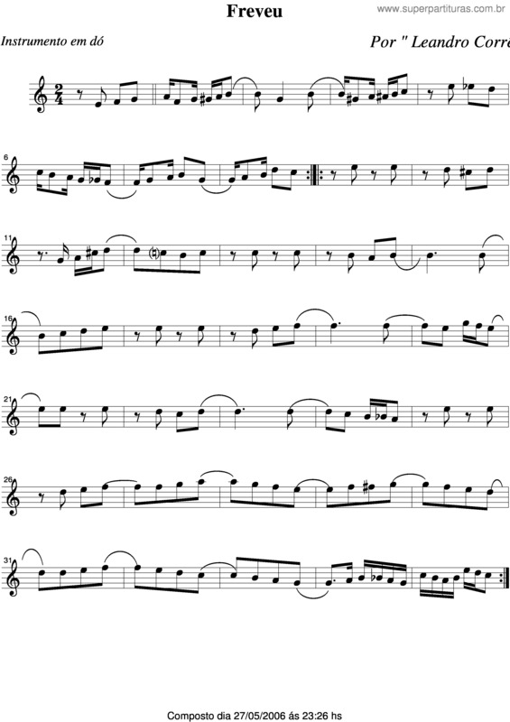 Partitura da música Freveu