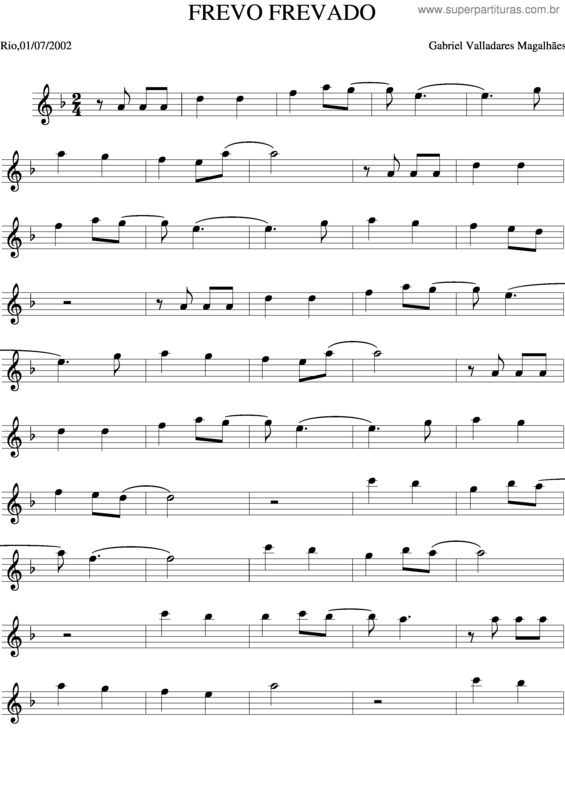 Partitura da música Frevo Frevado