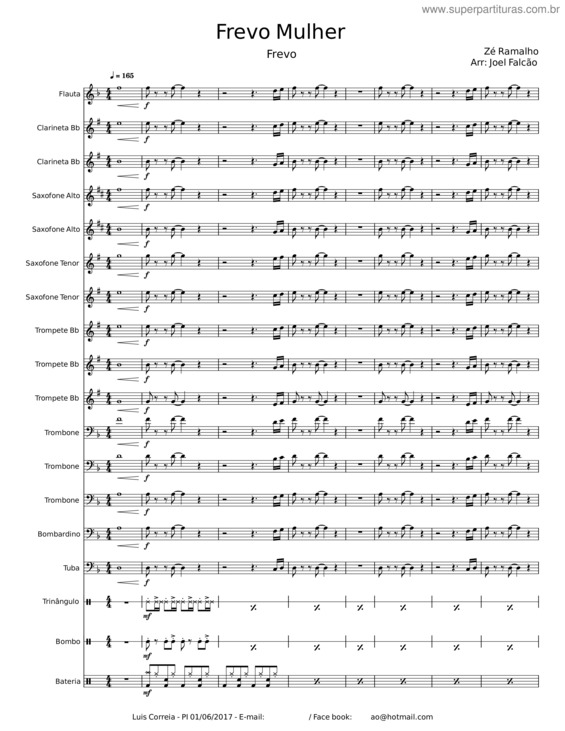 Partitura da música Frevo Mulher – Zé Ramalho v.2