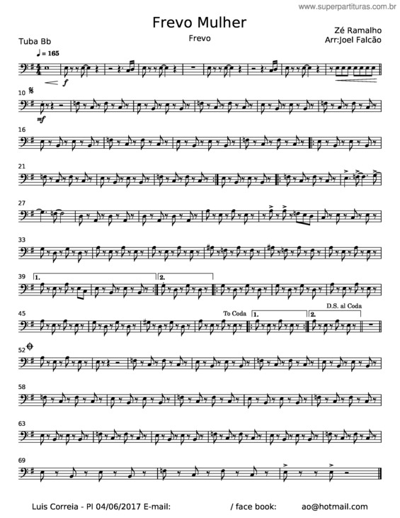Partitura da música Frevo Mulher – Zé Ramalho v.4