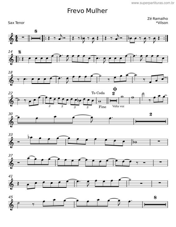 Partitura da música Frevo Mulher – Zé Ramalho v.5