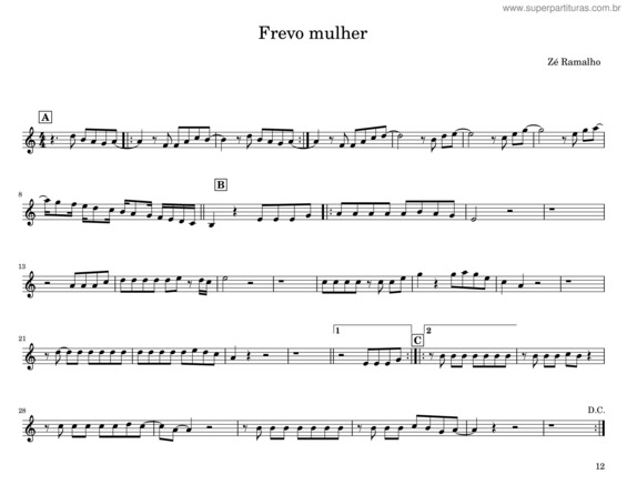 Partitura da música Frevo Mulher – Zé Ramalho v.6