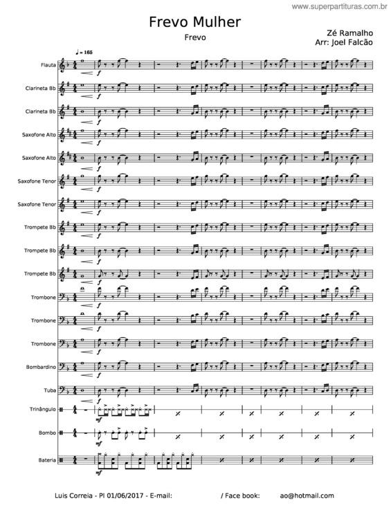 Partitura da música Frevo Mulher – Zé Ramalho