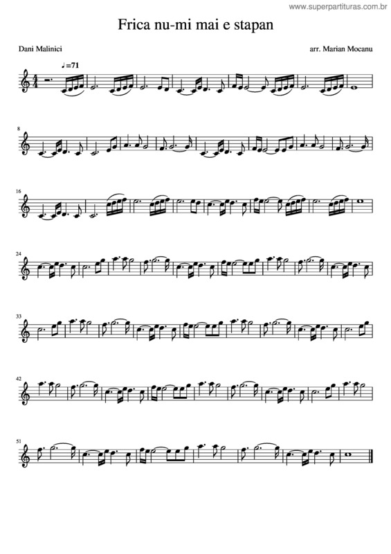 Partitura da música Frica Nu–Mi Mai E Stapan v.2