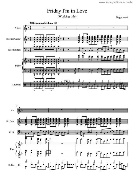 Partitura da música Friday I`M In Love – The Cure v.2