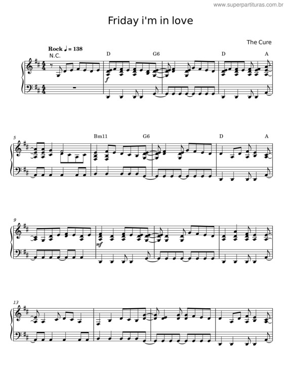 Partitura da música Friday I`M In Love – The Cure v.3