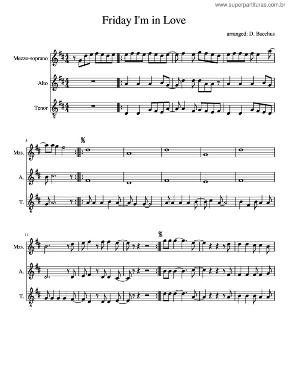 Partitura da música Friday I M In Love v.4