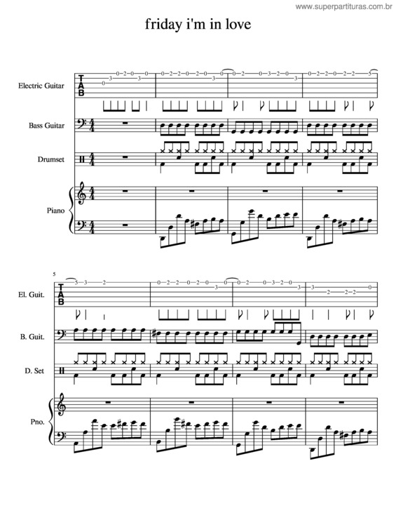 Partitura da música Friday I`M In Love