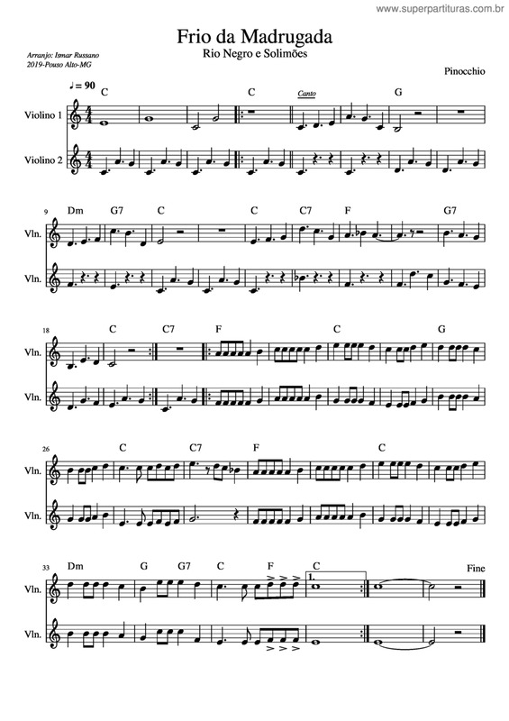 Partitura da música Frio Da Madrugada