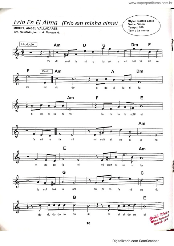 Partitura da música Frio En El Alma
