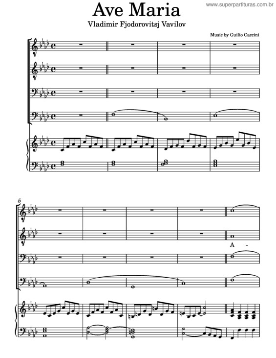 Partitura da música Frm331 Caccini–Ave Maria–Ttbb–Par