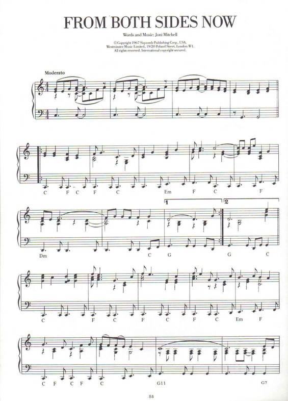 Partitura da música From Both Sides Now