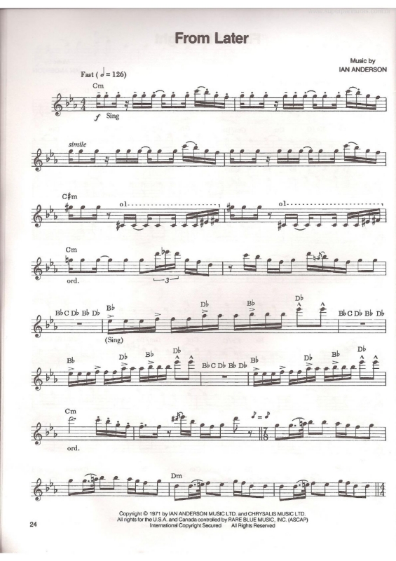 Partitura da música From Later