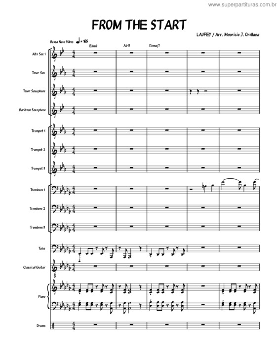 Partitura da música From The Start – Laufey Arr. Mauricio Orellana v.2