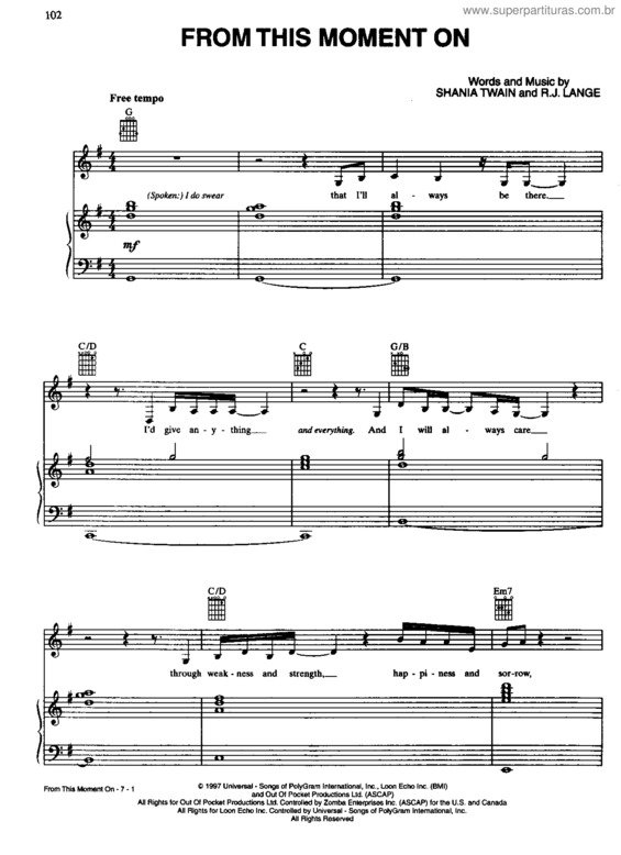 Partitura da música From This Moment On v.2