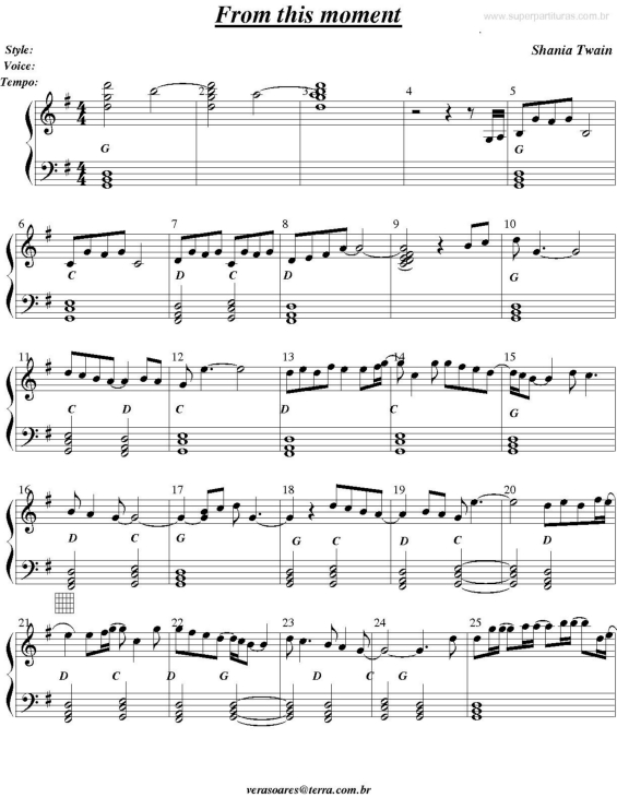 Partitura da música From this moment v.2