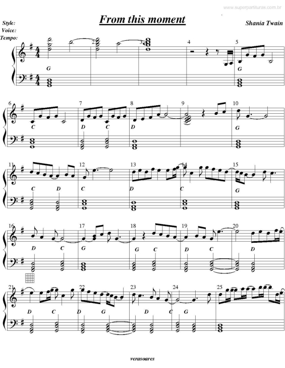 Partitura da música From This Moment