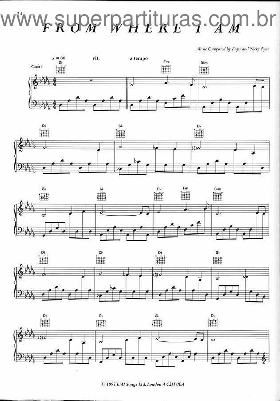 Partitura da música From Where I Am