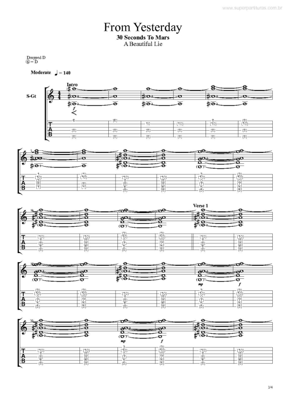 Partitura da música From Yesterday v.2