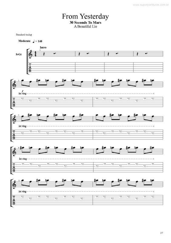 Partitura da música From Yesterday v.3