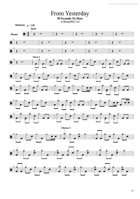 Partitura da música From Yesterday