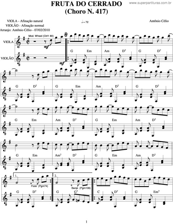 Partitura da música Fruta Do Cerradon