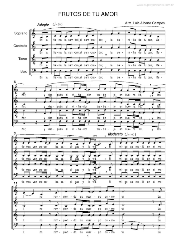 Partitura da música Frutos de Tu Amor