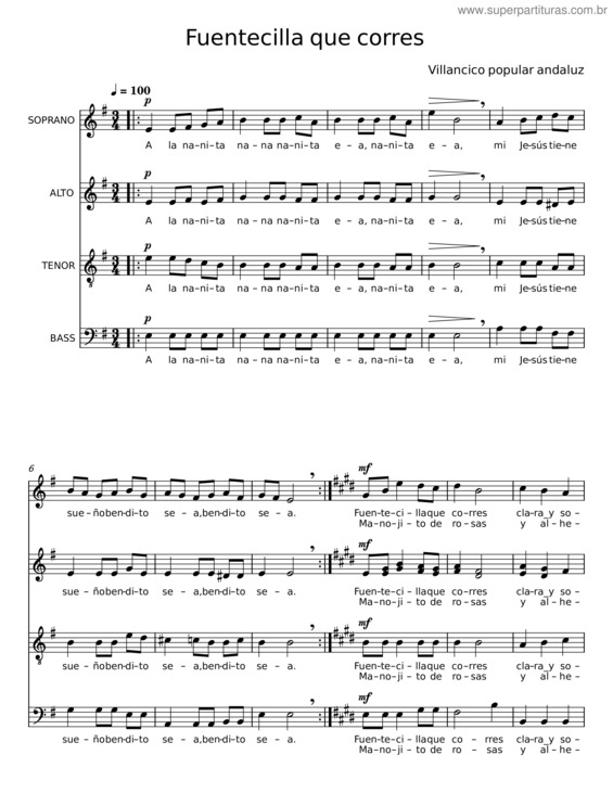 Partitura da música Fuentecilla Que Corres