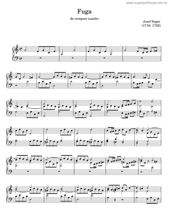 Partitura da música Fuga De Tempore Natalis – Josef Ferdinand Norbert Seger